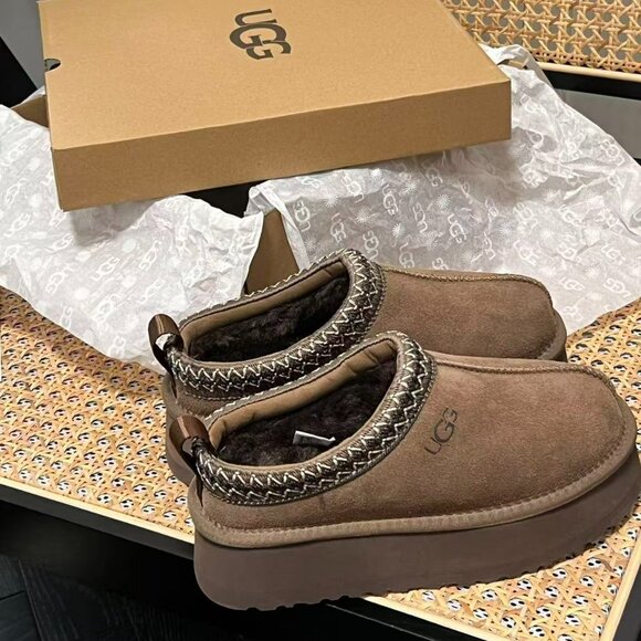 UGG Tazz Platform Shearling Lined Slipper Hickory - Picture 2 of 6